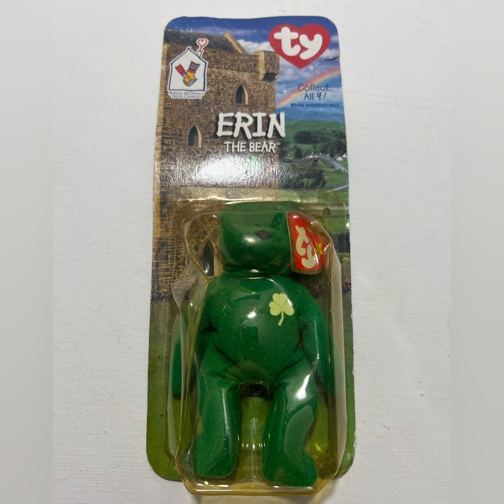 Erin The Bear 1997 McDonalds Ty Beanie Baby with Rare 1993/Oak Brook Tag Errors